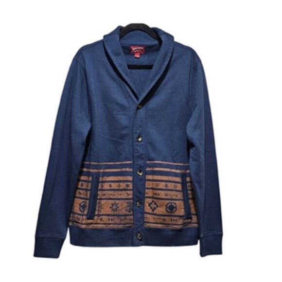 Men's Arizona Jean Shawl Collar Cardigan With Tribal Pattern XL - Picture 1 of 5